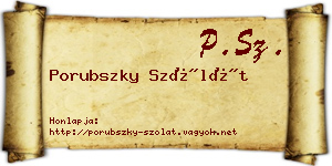 Porubszky Szólát névjegykártya